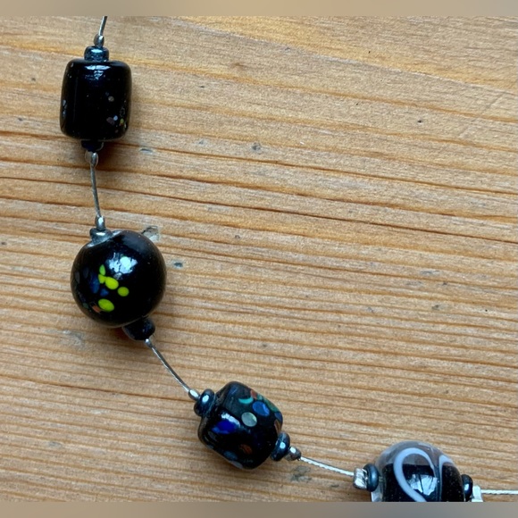 Handmade Black Glass Bead Necklace - Picture 3 of 7